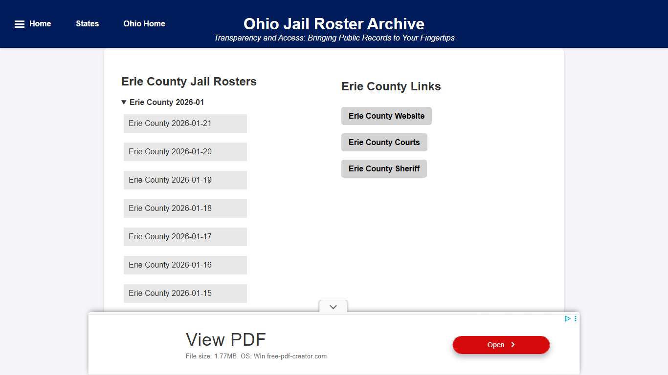 Erie County - Ohio Jail Rosters